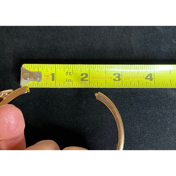 Betsey Johnson Rose Gold Tone Floral Bangle Bracelet with Faux Stones Butterfly - Picture 7 of 7